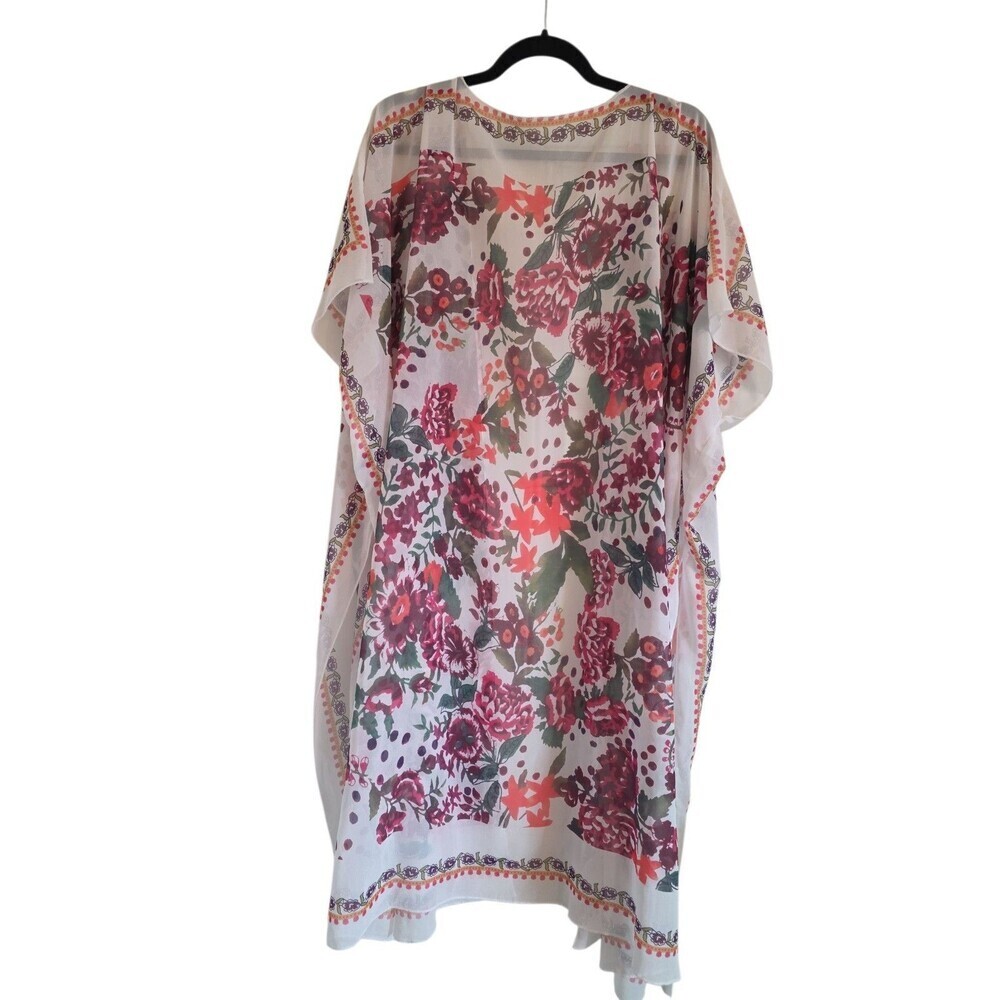 Hibluco Floral Flowy Sheer Kimono Cardigan Lightweight Open Front Cover-Up 2XL - Picture 2 of 3